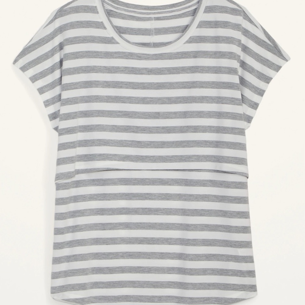 NWT Gray and white stripped Old Navy nursing top
